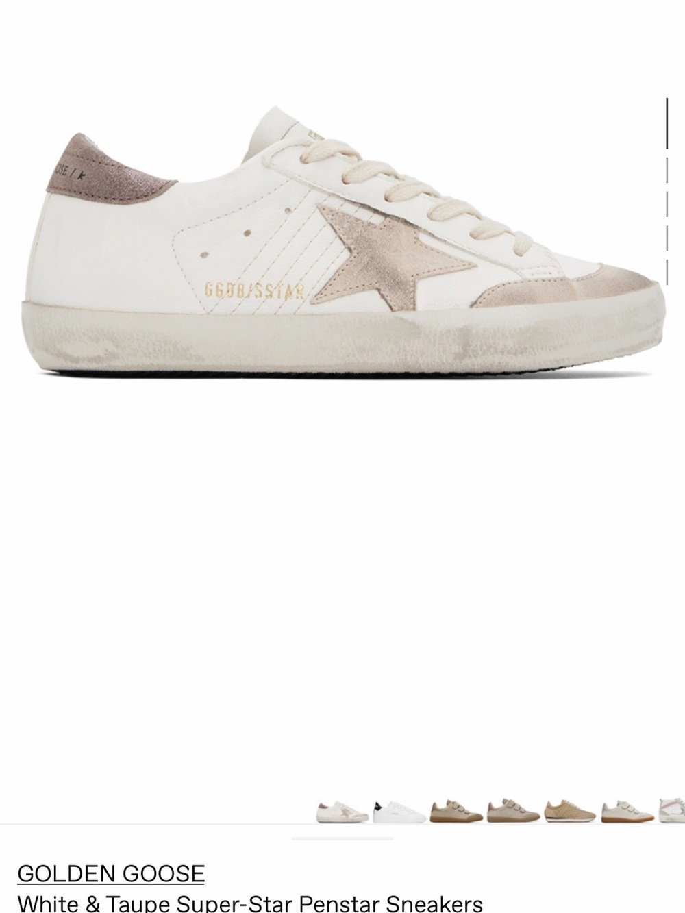 Golden Goose White & Taupe Super-Star Penstar Low-Top Sneakers